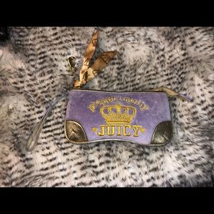 Y2K juicy couture periwinkle wristlet with ribbon